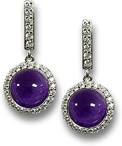 紫水晶凸圆形耳环