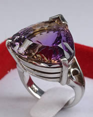 紫黄晶银戒指