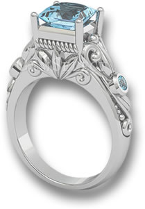 海蓝宝石订婚戒指