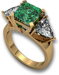 三石祖母绿钻石订婚戒指