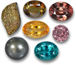 彩虹黄铁矿、电气石、锆石、黄水晶、珍珠和磷灰石宝石