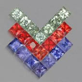 购买多色米粒钻宝石 Princess Cut Sapphire Melee Stones