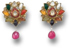 Navaratna 九颗宝石金耳环