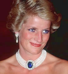 戴安娜王妃戴着珍珠项链