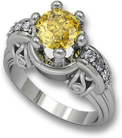 黄色蓝宝石订婚戒指
