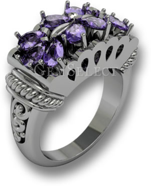 紫水晶和银色小指戒指