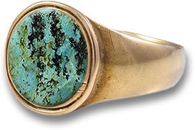 青铜绿松石凸圆形戒指