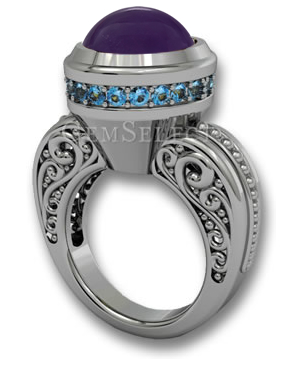 紫水晶凸圆形时尚戒指