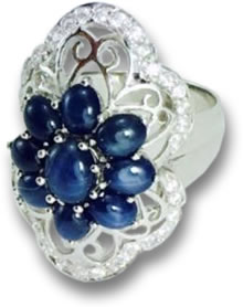 “现代复古”蓝宝石凸圆形戒指