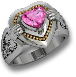 GemSelect 的两色粉色蓝宝石戒指 - 大图
