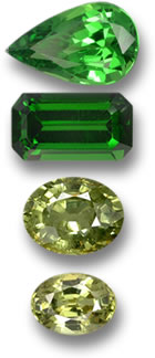 沙弗莱石和浓绿榴石石榴石宝石