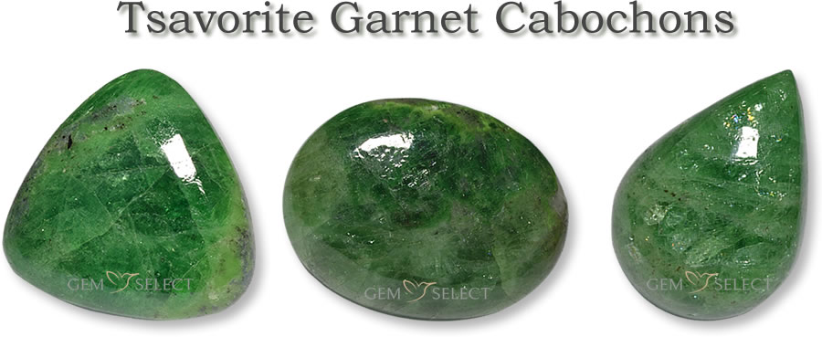 来自 GemSelect 的沙弗莱石石榴石凸圆面照片