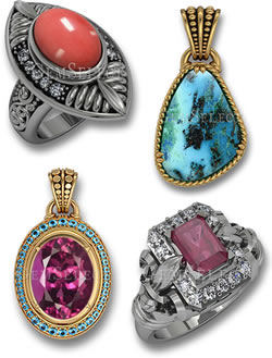 适合夏季的珊瑚、蓝铜矿、红宝石和红宝石首饰