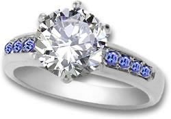 白色蓝宝石和坦桑石戒指