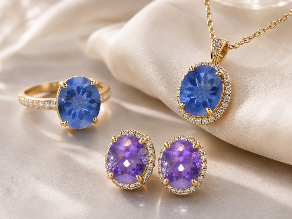 珠宝中展示的变色萤石宝石