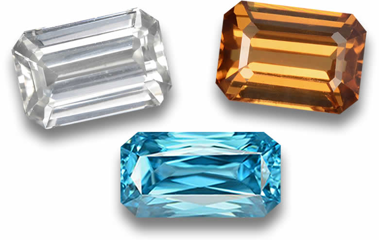 Emerald Cut Zircon Gemstones - Natural, Certified