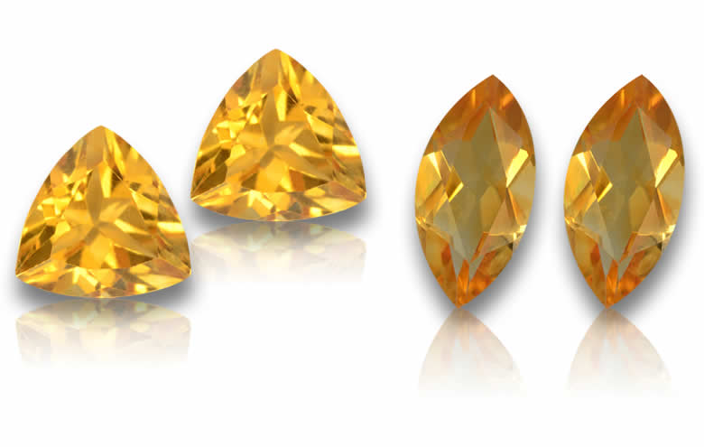 用于耳环和定制珠宝的黄水晶配对