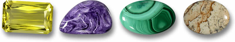 石英、Charoite、孔雀石和碧玉