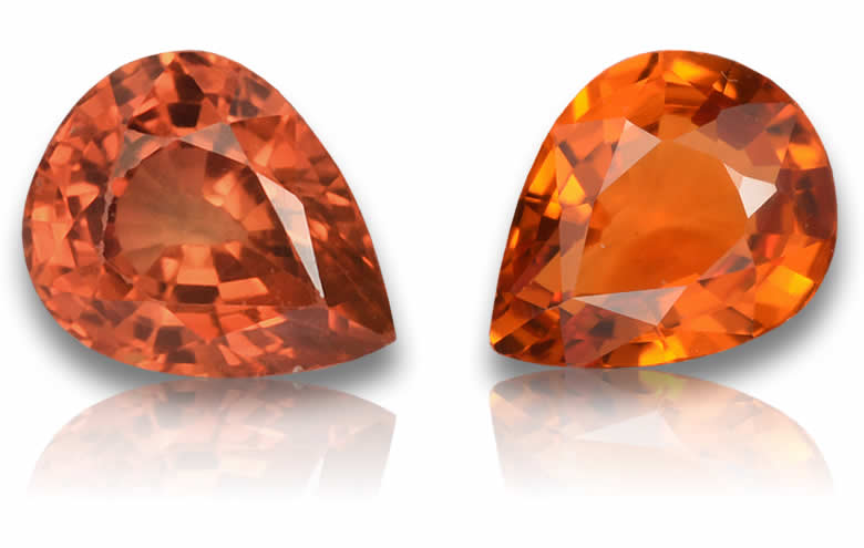 Pear Shaped Orange Sapphire Gems - Natural, Certified