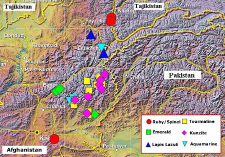 来自阿富汗的宝石 - 位置图