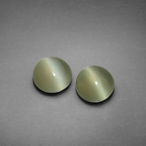 天然绿色Actinolite Cat's Eye，圆形切割，7.01毫米，透明