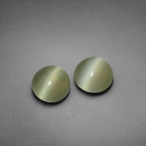 天然绿色Actinolite Cat's Eye，圆形切割，7.01毫米，透明