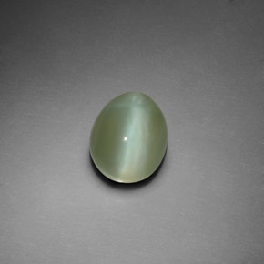 3.02克拉天然绿色Actinolite Cat's Eye，椭圆形切割，10.2×8毫米，透明