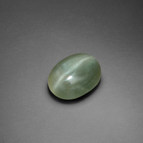 2.21克拉天然绿色Actinolite Cat's Eye，椭圆形切割，10.1×8毫米，透明