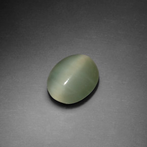 2.37克拉天然绿色Actinolite Cat's Eye，椭圆形切割，9.9×8毫米，透明