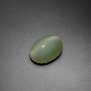 2.22克拉天然绿色Actinolite Cat's Eye，椭圆形切割，9.9×7.6毫米，透明