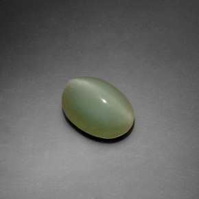 2.22克拉天然绿色Actinolite Cat's Eye，椭圆形切割，9.9×7.6毫米，透明