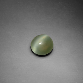 1.12克拉天然绿色阳起石猫眼，圆形切割，6.80毫米，透明