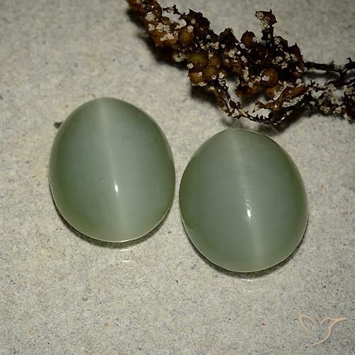 10.64天然绿色Actinolite Cat's Eye，椭圆形切割，13.3×10.8毫米，半透明