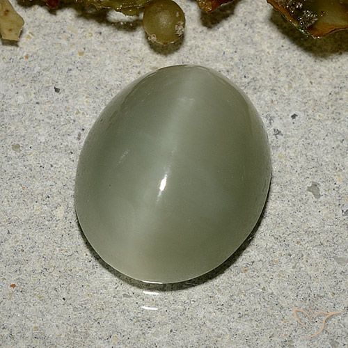 5.33ct 天然 棕绿色 阳起石猫眼, 椭圆形, 半透明