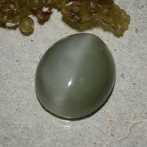 6.78克拉天然阳起石猫眼，椭圆形，半透明