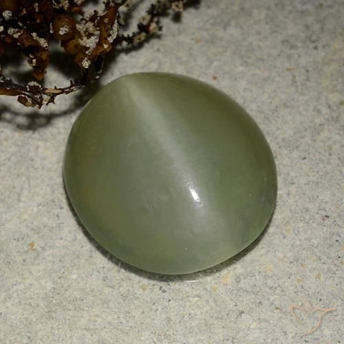 5.41ct 天然 中绿色 阳起石猫眼, 椭圆形, 半透明