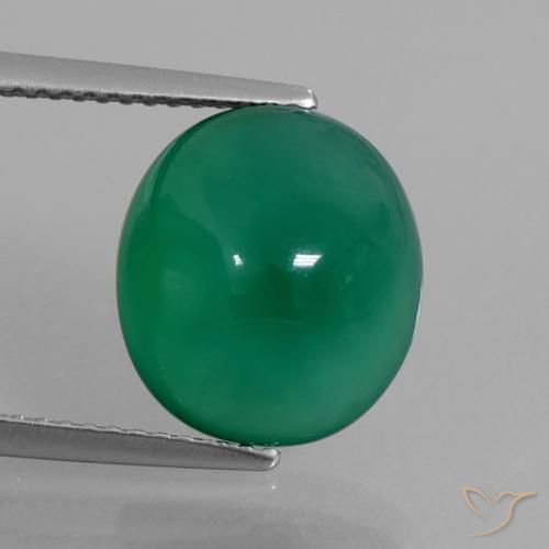 5.87ct 天然 森林绿 玛瑙, 椭圆形, 半透明