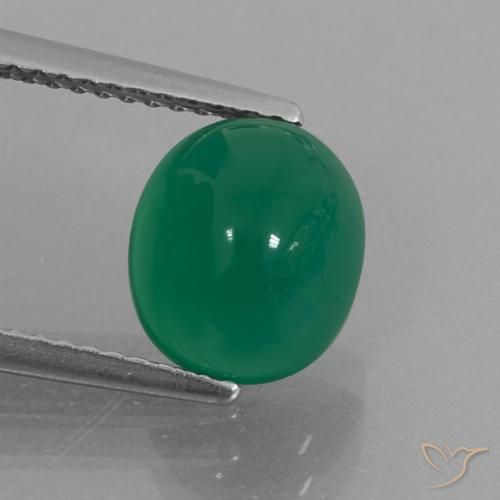 2.83ct 天然 暖绿 玛瑙, 椭圆形, 半透明