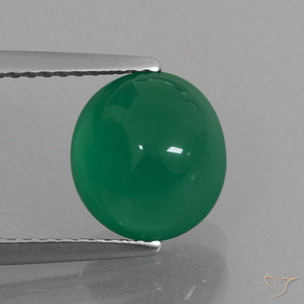 3.09ct 天然 中绿色 玛瑙, 椭圆形, 半透明