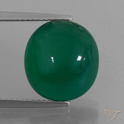 8.23ct 天然 森林绿 玛瑙, 椭圆形, 半透明