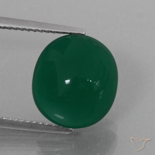 6.74ct 天然 绿色 玛瑙, 椭圆形, 半透明
