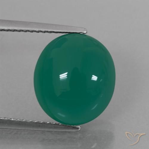 6.30ct 天然 中绿色 玛瑙, 椭圆形, 半透明