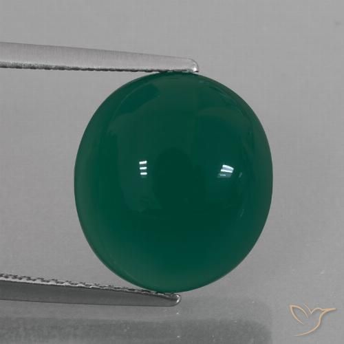7.17ct 天然 中深绿色 玛瑙, 椭圆形, 半透明