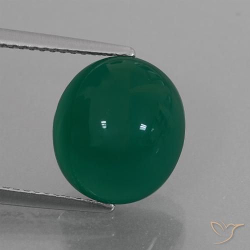 6.73ct 天然 中深绿色 玛瑙, 椭圆形, 半透明