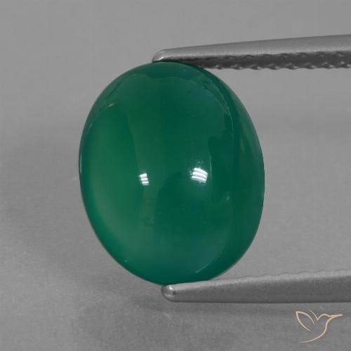 3.40ct 天然 中绿色 玛瑙, 椭圆形, 半透明