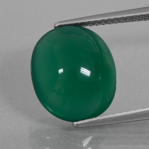 5.79克拉天然绿色玛瑙，椭圆形切割，13×11.1毫米，半透明