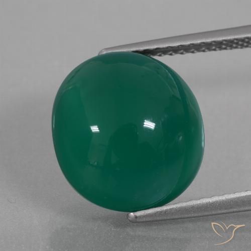 6.90ct 天然 中绿色 玛瑙, 椭圆形, 半透明
