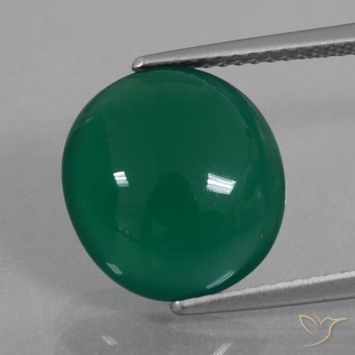 5.73ct 天然 绿色 玛瑙, 椭圆形, 半透明