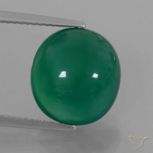 7.06ct 天然 森林绿 玛瑙, 椭圆形, 半透明
