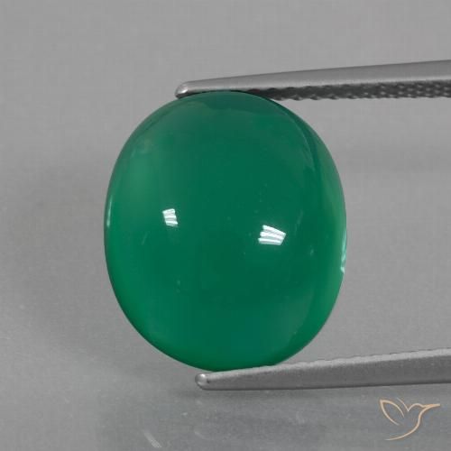 7.77ct 天然 中绿色 玛瑙, 椭圆形, 半透明